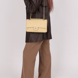 Chanel 2007 Light Beige Caviar Medium Double Flap SHW