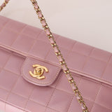 Chanel 2002 Lilac Lambskin Chocolate Bar East West Flap 24K GP