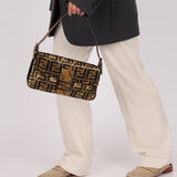 Ultra-Rare Vintage Fendi Zucca Sequin Snakeskin Baguette
