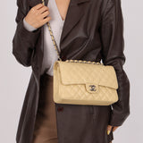 Chanel 2007 Light Beige Caviar Medium Double Flap SHW