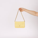 Chanel 2020 Butter Yellow Denim Coco Wallet On Chain