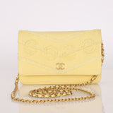 Chanel 2020 Butter Yellow Denim Coco Wallet On Chain