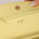 Chanel 2020 Butter Yellow Denim Coco Wallet On Chain