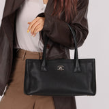 Chanel 2014 Caviar Black Cerf Executive East West Small Tote