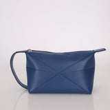 Loewe Blue Calfskin Puzzle Fold Wash Bag