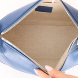 Loewe Blue Calfskin Puzzle Fold Wash Bag