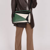Loewe Tricolor Olive Medium Puzzle Bag