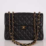Chanel 2000 Lambskin Jumbo 24KGP Turnlock Single Flap