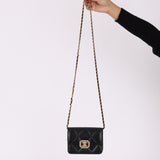 Chanel 2023 Calfskin Square Crystal Strass Mini Flap