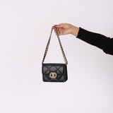 Chanel 2023 Calfskin Square Crystal Strass Mini Flap