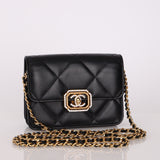 Chanel 2023 Calfskin Square Crystal Strass Mini Flap