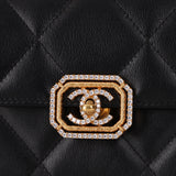 Chanel 2023 Calfskin Square Crystal Strass Mini Flap