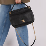 Chanel 2017 Grained Calfskin Top Handle Flap Bag