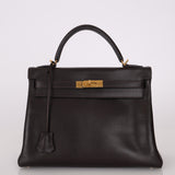 Hermès 2005 Chocolate Epsom Retourne Kelly 32 GHW