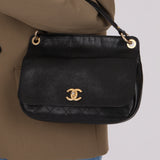 Chanel 2017 Grained Calfskin Top Handle Flap Bag