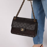 Chanel 2014 Chocolate Paris-Edinburgh Calfskin Whipstitch Large Flap