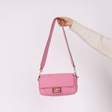 Fendi Zucca Embossed Pink Baguette Bag