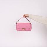 Fendi Zucca Embossed Pink Baguette Bag