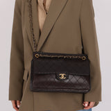 Chanel 2014 Chocolate Paris-Edinburgh Calfskin Whipstitch Large Flap
