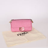 Fendi Zucca Embossed Pink Baguette Bag