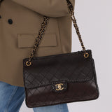 Chanel 2014 Chocolate Paris-Edinburgh Calfskin Whipstitch Large Flap