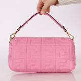 Fendi Zucca Embossed Pink Baguette Bag