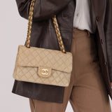 Rare Chanel 1994 Hemp Small Classic Double Flap Bag 24k GP