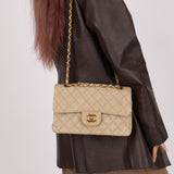 Rare Chanel 1994 Hemp Small Classic Double Flap Bag 24k GP