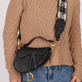 Dior 2019 Grained Leather Mini Saddle w/ Guitar Strap
