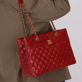 Chanel 2015 Red Caviar Paris Tote Bag