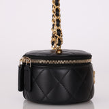 Chanel Lambskin Pearl Top Handle Mini Vanity Crossbody