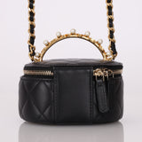 Chanel Lambskin Pearl Top Handle Mini Vanity Crossbody