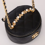 Chanel Lambskin Pearl Top Handle Mini Vanity Crossbody