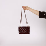 Chanel 2015 Bordeaux Eyelet Patent Wallet on Chain
