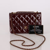 Chanel 2015 Bordeaux Eyelet Patent Wallet on Chain