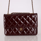 Chanel 2015 Bordeaux Eyelet Patent Wallet on Chain