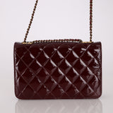 Chanel 2015 Bordeaux Eyelet Patent Wallet on Chain