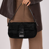 Fendi Leather Trimmed Ponyhair Baguette