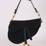 Dior 2019 Oblique Black Medium Saddle w Dior Guitar Strap