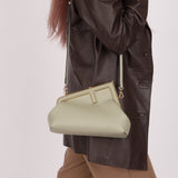 Fendi Sage Nappa Small First Clutch with Strap