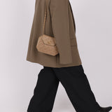 Rare Chanel 1989 Beige Lambskin Octagon Mini Flap