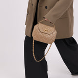 Rare Chanel 1989 Beige Lambskin Octagon Mini Flap