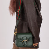 Gucci Small Lady Web Emerald Green Boxcalf Shoulder Bag