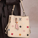 Limited Edition Louis Vuitton Calfskin LockMe Fleurs Bucket w/ LockMe Fleurs Wallet