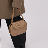 Rare Chanel 1989 Beige Lambskin Octagon Mini Flap