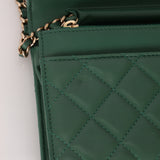 Chanel 2019 Lambskin Forest Green Chain Around Wallet on Chain