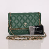 Chanel 2019 Lambskin Forest Green Chain Around Wallet on Chain
