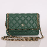 Chanel 2019 Lambskin Forest Green Chain Around Wallet on Chain