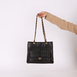 Chanel Lambskin Mademoiselle Vertical Turnlock Tote Bag