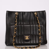 Chanel Lambskin Mademoiselle Vertical Turnlock Tote Bag